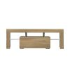 TV Stand with LED RGB Lights,Flat Screen TV Cabinet, Gaming Consoles - in Lounge Room, Living Room and Bedroom,Rustic oak