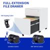 2 Drawer Mobile File Cabinet with Lock Steel File Cabinet for Legal/Letter/A4/F4 Size, Fully Assembled Include Wheels, Home/ Office Design, White