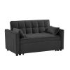 Modern Velvet Loveseat Futon Sofa Couch w/Pullout Bed, Small Love Seat Lounge Sofa w/Reclining Backrest, Toss Pillows, Pockets, Furniture for Living R