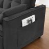 Modern Velvet Loveseat Futon Sofa Couch w/Pullout Bed, Small Love Seat Lounge Sofa w/Reclining Backrest, Toss Pillows, Pockets, Furniture for Living R