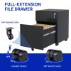 2 Drawer Mobile File Cabinet with Lock Steel File Cabinet for Legal/Letter/A4/F4 Size, Fully Assembled Include Wheels, Home/ Office Design, Black