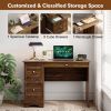 Wooden Vintage Computer Desk with 3 Drawers for Home and Office