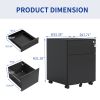 2 Drawer Mobile File Cabinet with Lock Steel File Cabinet for Legal/Letter/A4/F4 Size, Fully Assembled Include Wheels, Home/ Office Design, Black