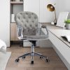Velvet Home Office Chair with Wheels, Cute Chair with Side Arms and Wheels 360¬∞for Living Room, Bedroom,and Vanity Room,Bling Desk Nail Desk for Wome