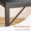 Modern Simple Style Home Office Writing Desk with 2-Tier Drawers Storage,Black Wood,55IN