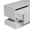 63inch WHITE morden TV Stand with LED Lights,high glossy front TV Cabinet,can be assembled in Lounge Room, Living Room or Bedroom,color:WHITE