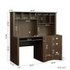 Home Office Computer Desk with Hutch; Walnut