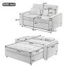 65.7" Linen Upholstered Sleeper Bed, Pull Out Sofa Bed Couch attached two throw pillows, Dual USB Charging Port and Adjustable Backrest for Living Roo