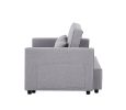 Modern Linen Convertible Loveseat Sleeper Sofa Couch with Adjustable Backrest, 2 Seater Sofa With Pull-Out Bed with 2 Lumbar Pillows For Small Living
