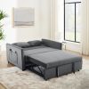 Convertible Sofa Bed, 3-in-1 Versatile Velvet Double Sofa with Pullout Bed, Seat with Adjustable Backrest, Lumbar Pillows, and Living Room Side Pocket