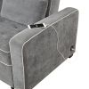 65.7" Linen Upholstered Sleeper Bed, Pull Out Sofa Bed Couch attached two throw pillows, Dual USB Charging Port and Adjustable Backrest for Living Roo