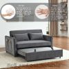 Convertible Sofa Bed, 3-in-1 Versatile Velvet Double Sofa with Pullout Bed, Seat with Adjustable Backrest, Lumbar Pillows, and Living Room Side Pocket