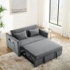 Convertible Sofa Bed, 3-in-1 Versatile Velvet Double Sofa with Pullout Bed, Seat with Adjustable Backrest, Lumbar Pillows, and Living Room Side Pocket