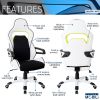 Techni Mobili Ergonomic Essential Racing Style Home & Office Chair, White