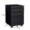 3-Drawer Mobile File Cabinet with Lock, Office Storage Filing Cabinet for Legal/Letter Size, Pre-Assembled Metal File Cabinet Except Wheels Under Desk