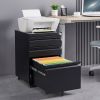 3-Drawer Mobile File Cabinet with Lock, Office Storage Filing Cabinet for Legal/Letter Size, Pre-Assembled Metal File Cabinet Except Wheels Under Desk