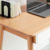 Solid Wood Computer Desk - 47'' Large Size Office Desk with 2 Drawers, Modern Simple Style PC Table with Gap Design for Home Office, Work, Student, St