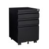 3-Drawer Mobile File Cabinet with Lock, Office Storage Filing Cabinet for Legal/Letter Size, Pre-Assembled Metal File Cabinet Except Wheels Under Desk