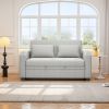 65" Pull Out Sofa Bed Modern Chenille Convertible Loveseat Sofa with Adjsutable Backrest, 2 Pillows, Cup Holders, USB Ports for Living Room, Apartment