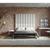 Jaxx Panelist Modern Padded Headboard ‚Äì Set of 4 Wall Mounted Panels (Each 11.25" x 38") - King, Limestone Grey Microvelvet