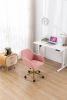 Modern Teddy Fabric Material Adjustable Height 360 Revolving Home Office Chair With Gold Metal Legs And Universal Wheel For Indoor; Pink