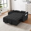 Modern Velvet Loveseat Futon Sofa Couch w/Pullout Bed, Small Love Seat Lounge Sofa w/Reclining Backrest, Toss Pillows, Pockets, Furniture for Living R