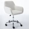 Home Office Chair; Leisure Chair Upholstered Adjustable furry Chair; white