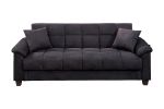 Contemporary Living Room Adjustable Sofa Ebony Microfiber Couch Plush Storage Couch 1pc Futon Sofa w Pillows