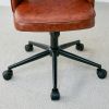 Modern home brown PU Office chair adjustable 360 ¬∞ swivel chair engineering plastic armless swivel computer chair with wheels living room bedroom off