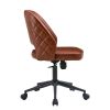 Modern home brown PU Office chair adjustable 360 ¬∞ swivel chair engineering plastic armless swivel computer chair with wheels living room bedroom off