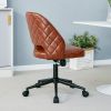 Modern home brown PU Office chair adjustable 360 ¬∞ swivel chair engineering plastic armless swivel computer chair with wheels living room bedroom off