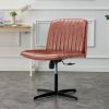 Office chair Brown PU Material. Home Computer Chair Office Chair Adjustable 360 ¬∞Swivel Cushion Chair With Black Foot Swivel Chair Makeup Chair Study