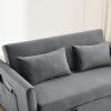 Convertible Sofa Bed, 3-in-1 Versatile Velvet Double Sofa with Pullout Bed, Seat with Adjustable Backrest, Lumbar Pillows, and Living Room Side Pocket