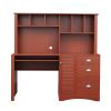 Home Office Computer Desk with Hutch; Teak