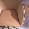 Modern Velvet Fabric Material Adjustable Height 360 revolving Home Office Chair with Gold Metal Legs and Universal Wheels for Indoor,Light Coffee Brow