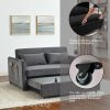 Convertible Sofa Bed, 3-in-1 Versatile Velvet Double Sofa with Pullout Bed, Seat with Adjustable Backrest, Lumbar Pillows, and Living Room Side Pocket