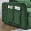 55" Modern Convertible Sofa Bed with 2 Detachable Arm Pockets, Velvet Loveseat Sofa with Pull Out Bed, 2 Pillows and Living Room Adjustable Backrest,
