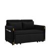 MH 54" Modern Convertible Sofa Bed with 2 Detachable Arm Pockets, Velvet Loveseat Sofa with Pull Out Bed, 2 Pillows and Living Room Adjustable Backres