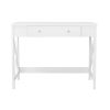 Modern Home Office Desk Study Table Writing Desk with 1 Storage Drawer; Makeup Vanity Dressing Table X Design Accent-White