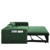 55" Modern Convertible Sofa Bed with 2 Detachable Arm Pockets, Velvet Loveseat Sofa with Pull Out Bed, 2 Pillows and Living Room Adjustable Backrest,