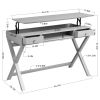 Lift Desk with 2 Drawer Storage; Computer Desk with Lift Table Top; Adjustable Height Table for Home Office; Living Room; grey
