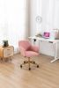 Modern Teddy Fabric Material Adjustable Height 360 Revolving Home Office Chair With Gold Metal Legs And Universal Wheel For Indoor; Pink