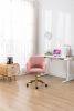 Modern Teddy Fabric Material Adjustable Height 360 Revolving Home Office Chair With Gold Metal Legs And Universal Wheel For Indoor; Pink