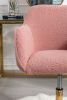 Modern Teddy Fabric Material Adjustable Height 360 Revolving Home Office Chair With Gold Metal Legs And Universal Wheel For Indoor; Pink