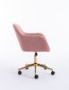 Modern Teddy Fabric Material Adjustable Height 360 Revolving Home Office Chair With Gold Metal Legs And Universal Wheel For Indoor; Pink