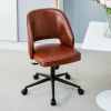 Modern home brown PU Office chair adjustable 360 ¬∞ swivel chair engineering plastic armless swivel computer chair with wheels living room bedroom off