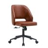 Modern home brown PU Office chair adjustable 360 ¬∞ swivel chair engineering plastic armless swivel computer chair with wheels living room bedroom off