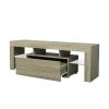 TV Stand with LED RGB Lights,Flat Screen TV Cabinet, Gaming Consoles - in Lounge Room, Living Room and Bedroom,GREY OAK