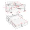55" Modern Convertible Sofa Bed with 2 Detachable Arm Pockets, Velvet Loveseat Sofa with Pull Out Bed, 2 Pillows and Living Room Adjustable Backrest,