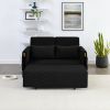 MH 54" Modern Convertible Sofa Bed with 2 Detachable Arm Pockets, Velvet Loveseat Sofa with Pull Out Bed, 2 Pillows and Living Room Adjustable Backres